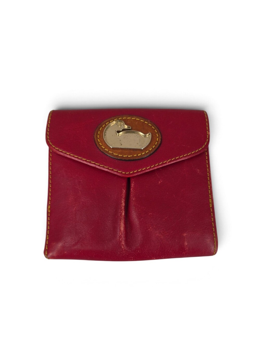 Dooney & Bourke Vintage Red Leather Bi-Fold Wallet MISSING DUCK GEM